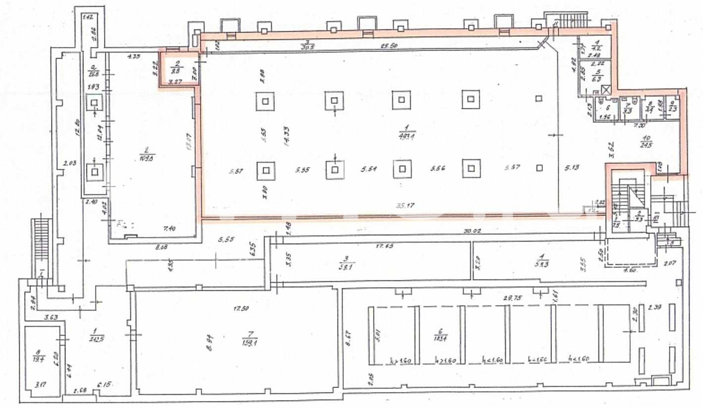 Планировка офиса 582.2 м², -1 этаж, Административное здание «Флотская ул. 5, кор. Б»